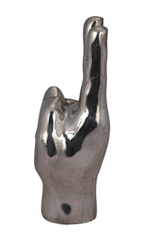 Peace Sign Silver Sculpture-Statues & Sculptures-Noir-LOOMLAN