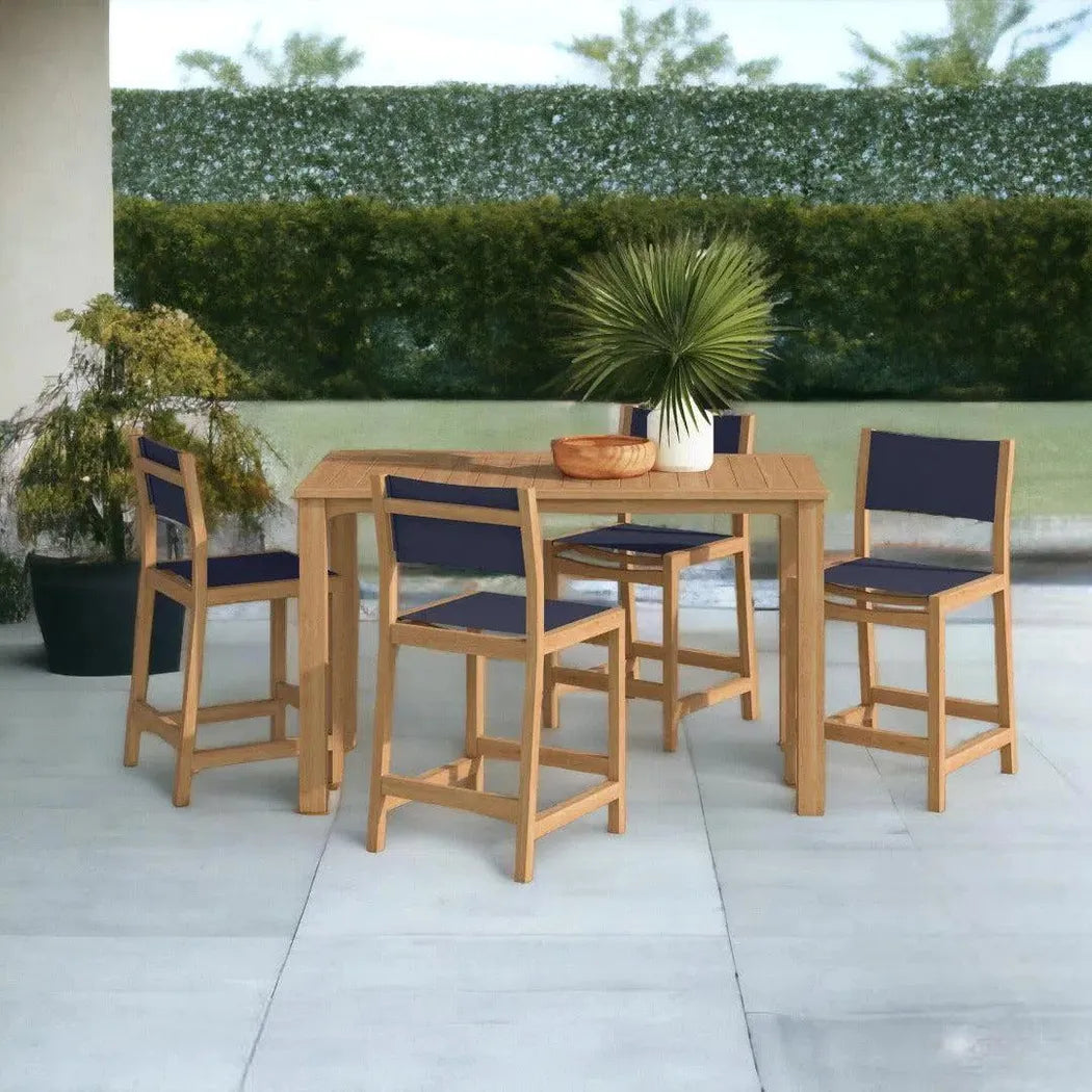 Pearl 5-Piece Counter Height Teak Outdoor Set