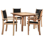 Pearl 5PC Square Outdoor Dining Set Stacking Chairs