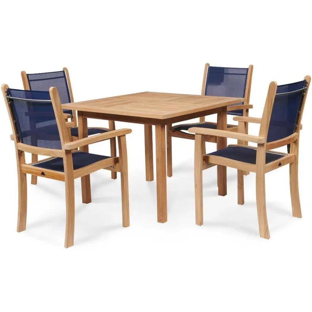 Pearl 5PC Square Outdoor Dining Set Stacking Chairs