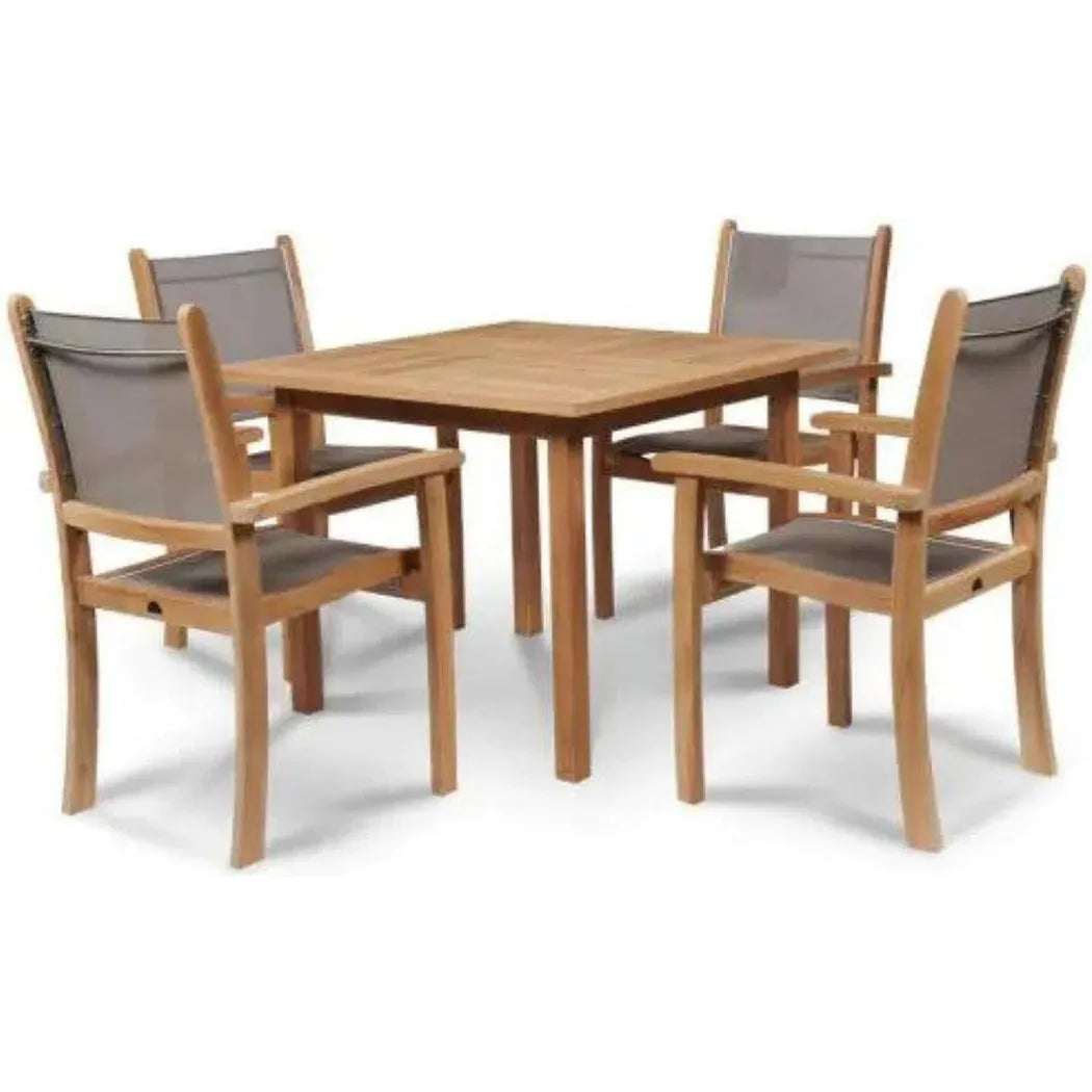 Pearl 5PC Square Outdoor Dining Set Stacking Chairs