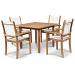 Pearl 5PC Square Outdoor Dining Set Stacking Chairs