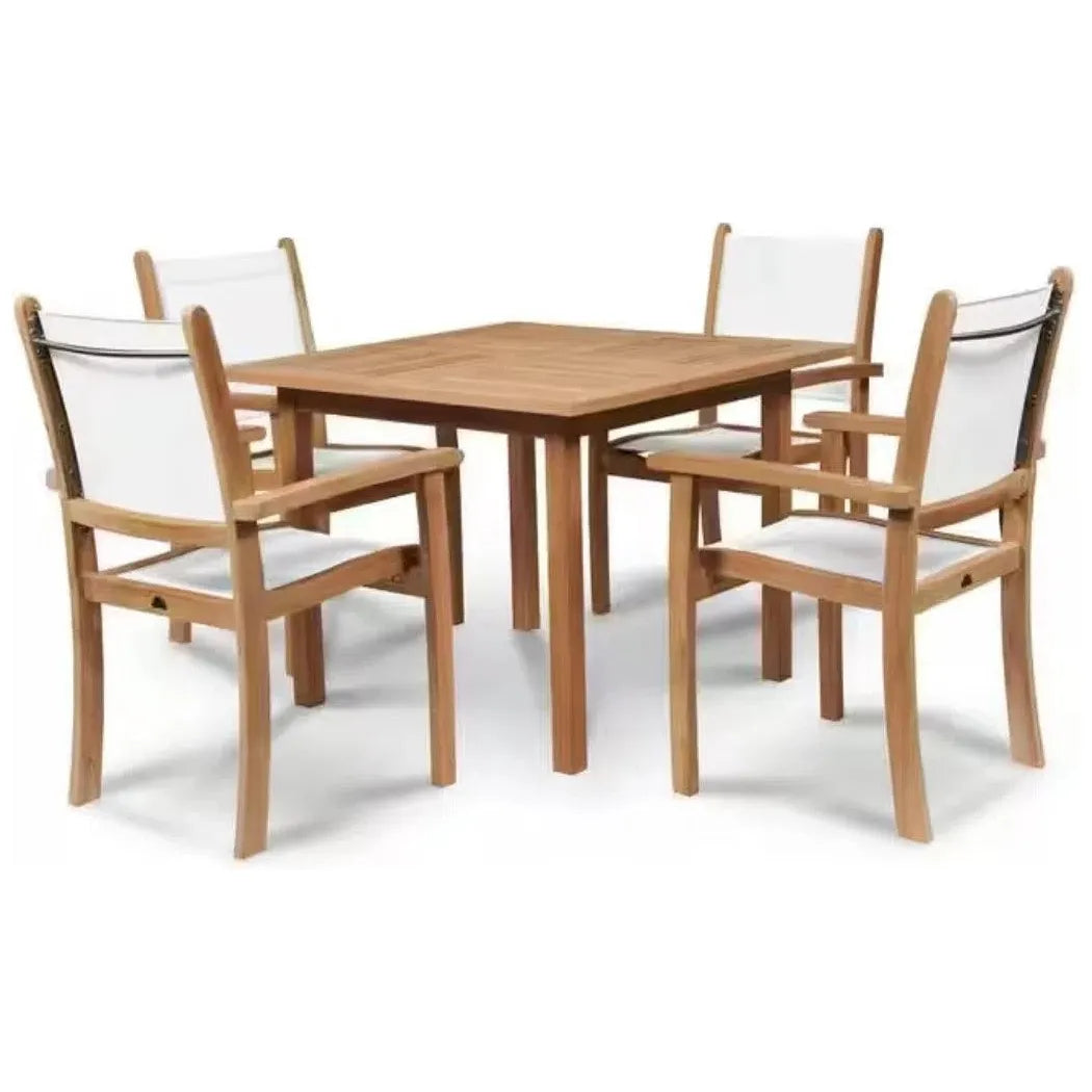 Pearl 5PC Square Outdoor Dining Set Stacking Chairs