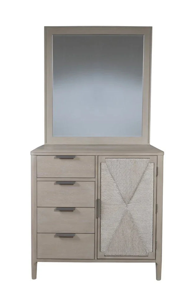 Pearl Asymmetrical Door Chest and Landscape Mirror-Dressers-Palmetto Home-LOOMLAN