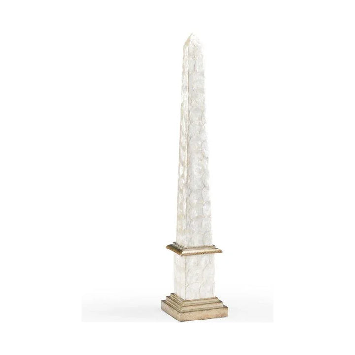 Pearl Pylon White Obelisk Gold Accent Sculpture - LOOMLAN - Wildwood - Statues & Sculptures
