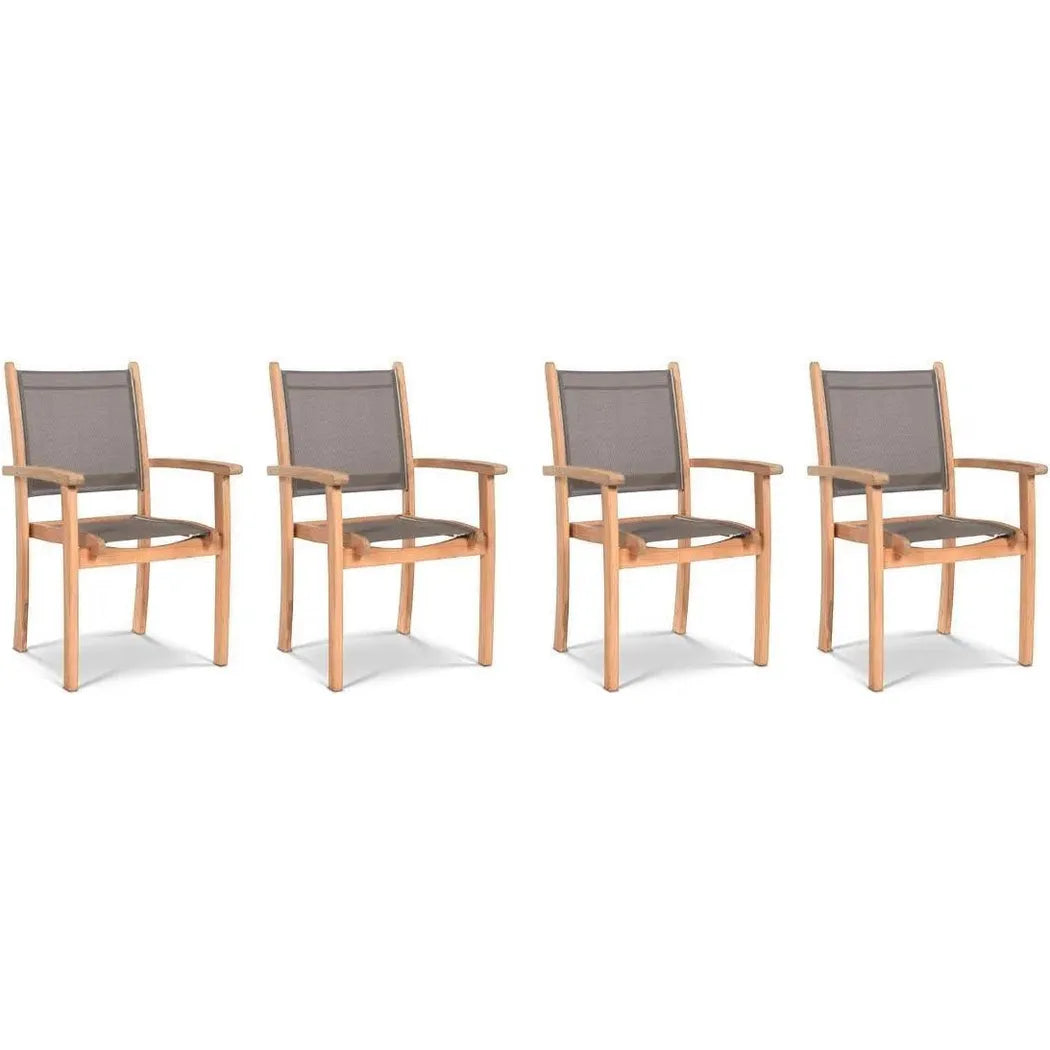 Pearl Stacking Teak Outdoor Dining Armchair 4PC