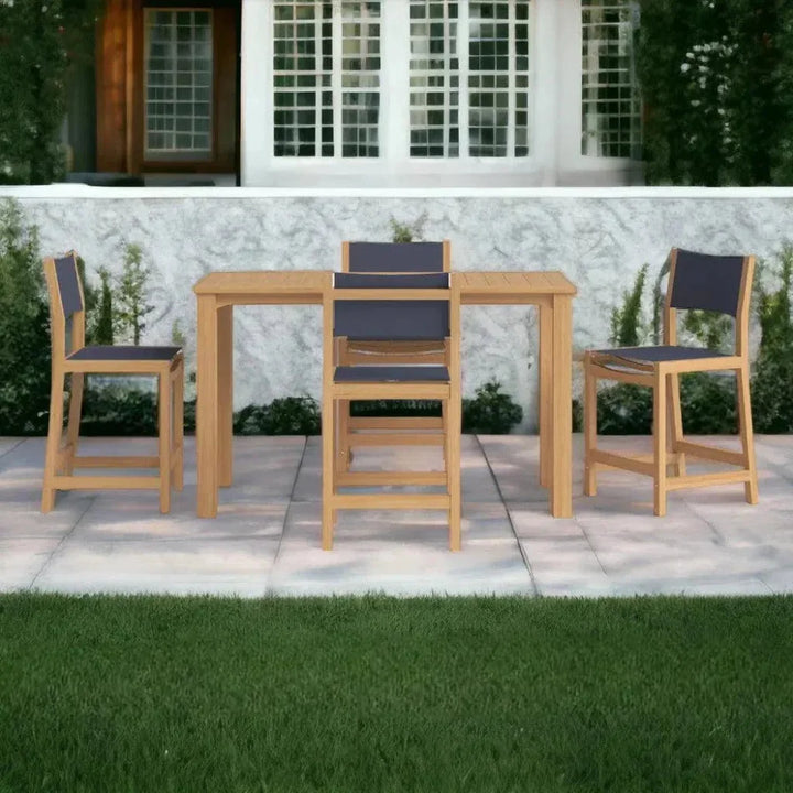 Pearl Teak Outdoor Counter Height Stool-Outdoor Counter Stools-HiTeak-LOOMLAN