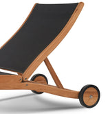 Pearl Teak Outdoor Reclining Chaise Lounger with Wheels-Outdoor Cabanas & Loungers-HiTeak-LOOMLAN