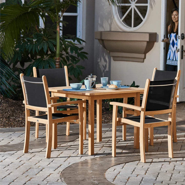 Pearl Teak Patio Square Dining Set 5PC-Outdoor Dining Sets-HiTeak-LOOMLAN