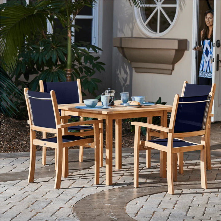 Pearl Teak Patio Square Dining Set 5PC-Outdoor Dining Sets-HiTeak-LOOMLAN