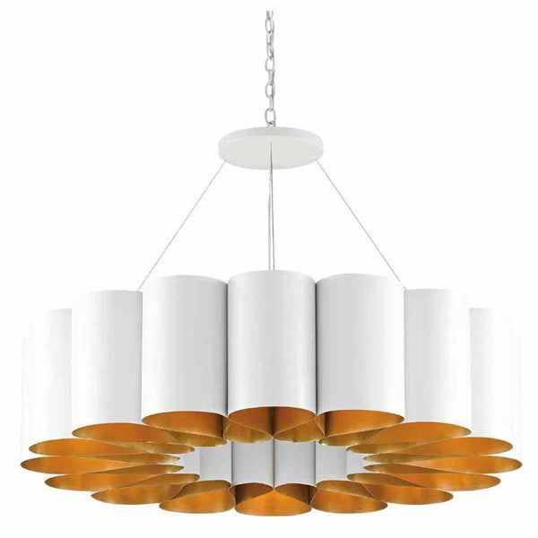 Pearl White Gold Leaf Chauveau Chandelier Chandeliers LOOMLAN By Currey & Co