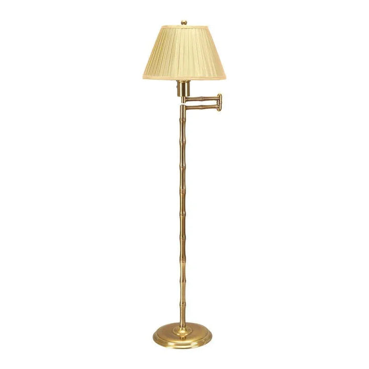 Pearson Bamboo Swing Armed Brass Floor Lamp-Floor Lamps-Wildwood-Brown-LOOMLAN