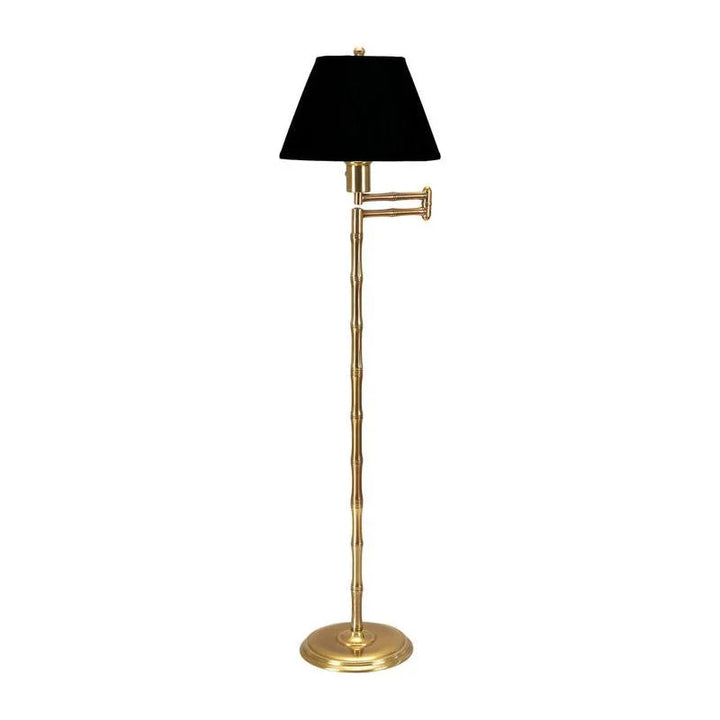 Pearson Bamboo Swing Armed Brass Floor Lamp-Floor Lamps-Wildwood-Black-LOOMLAN