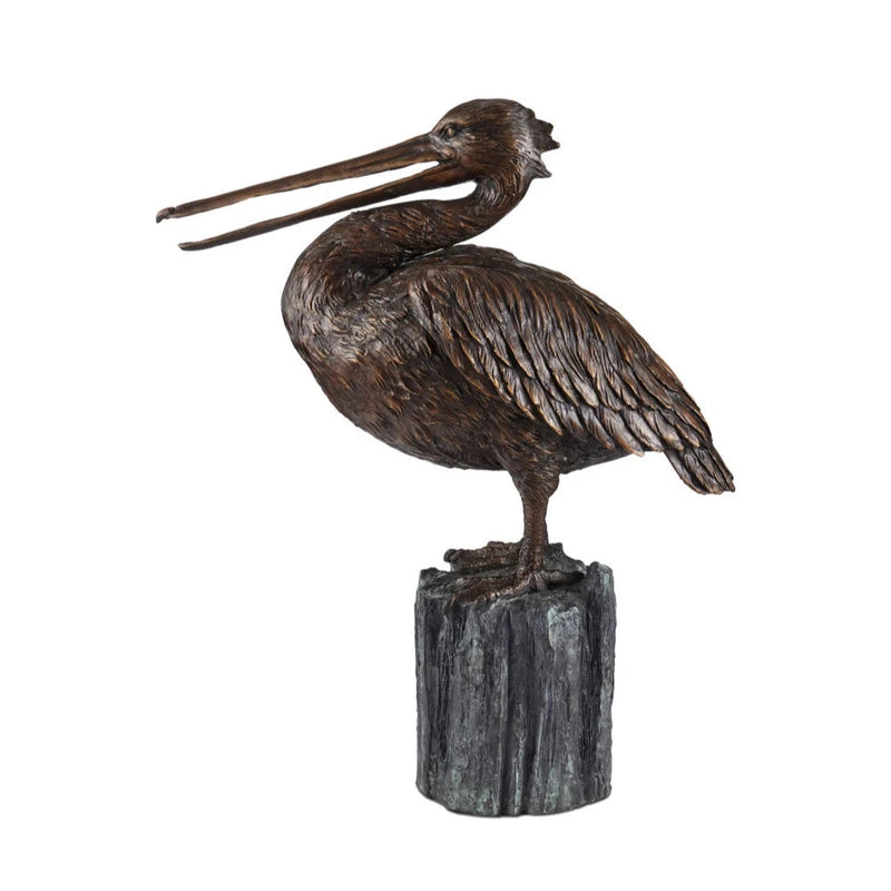 Currey & Co-Pelican Elegant Bronze Finish Sculpture-Statues & Sculptures-LOOMLAN