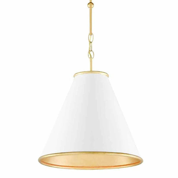 Pendant Gesso White Gold Leaf Pierrepont White Small Pendant Pendants LOOMLAN By Currey & Co