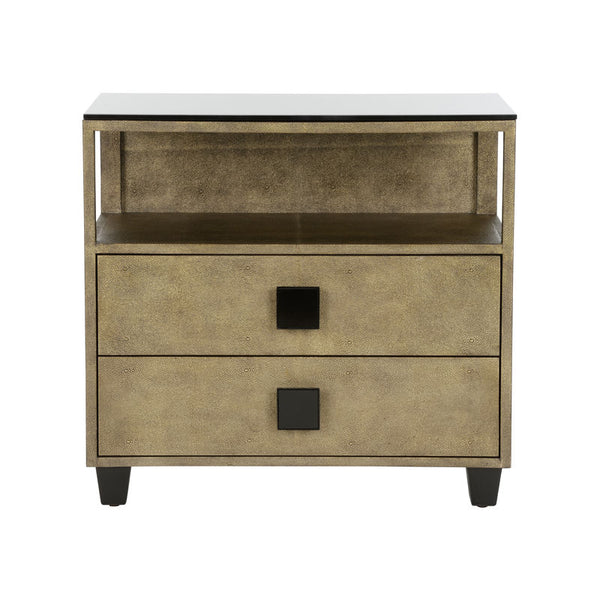 Pendry Two Drawer Gold Nightstand-Nightstands-Chelsea House-LOOMLAN