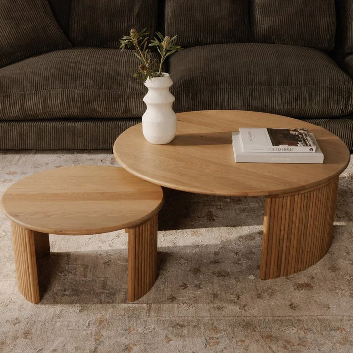 Penny Solid Oak Top Round Coffee Table - LOOMLAN - Moe's Home - Coffee Tables