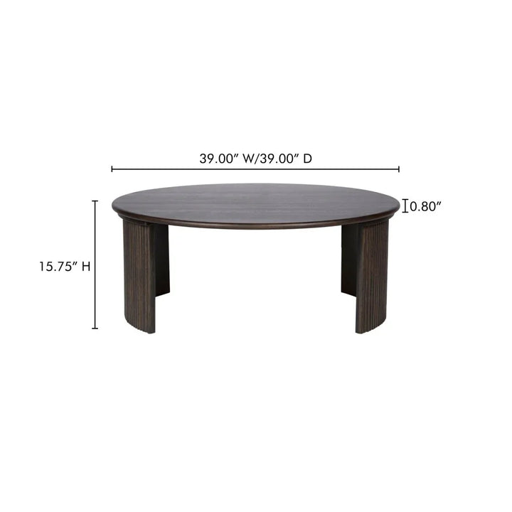 Penny Solid Oak Top Round Coffee Table - LOOMLAN - Moe's Home - Coffee Tables