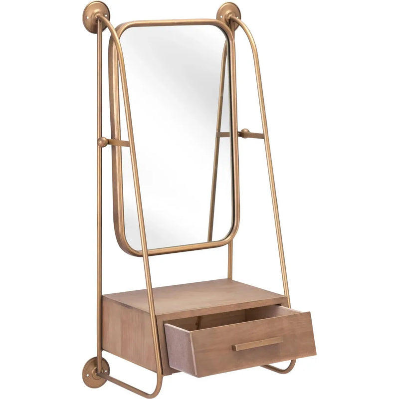 Peralta Mirror Shelf Gold