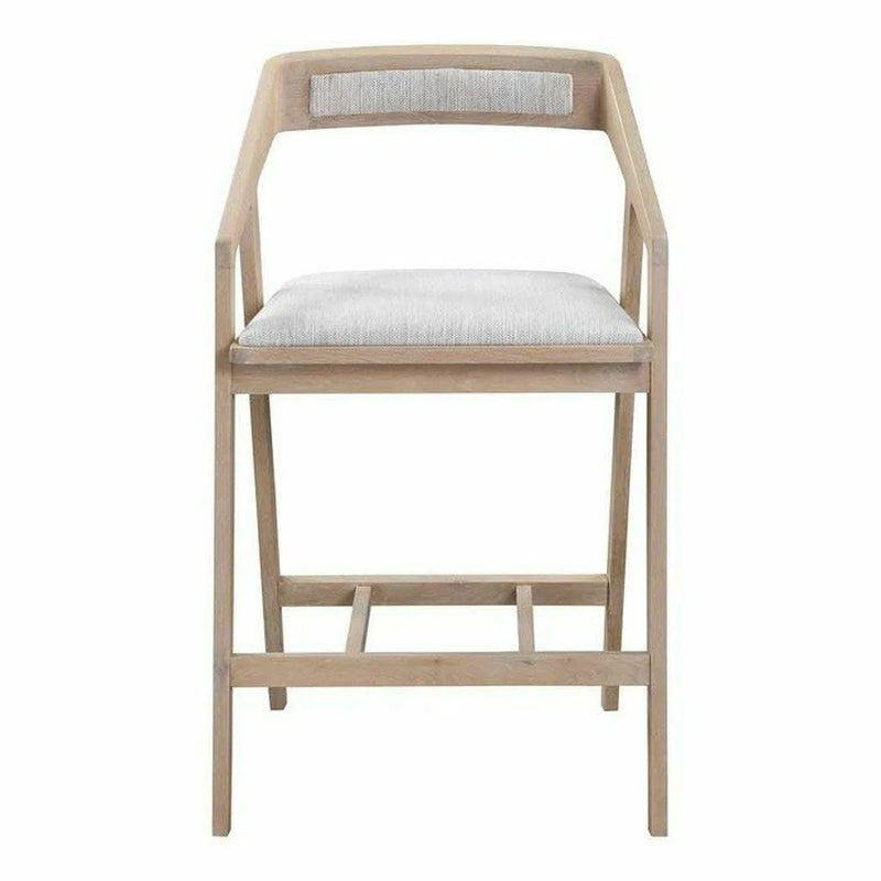 Performance Fabric Counter Height Stool Arm Chair Light Grey Counter Stools LOOMLAN By Moe's Home