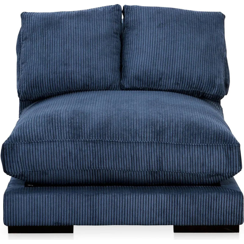 Plunge Polyester and Plywood Navy Blue Armless Slipper Chair Sofas & Loveseats LOOMLAN By Moe's Home