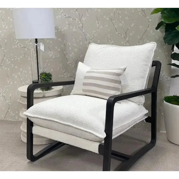 Performance White Boucle Brown Sling Hamlin Club Chair - LOOMLAN - Essentials For Living - Accent Chairs