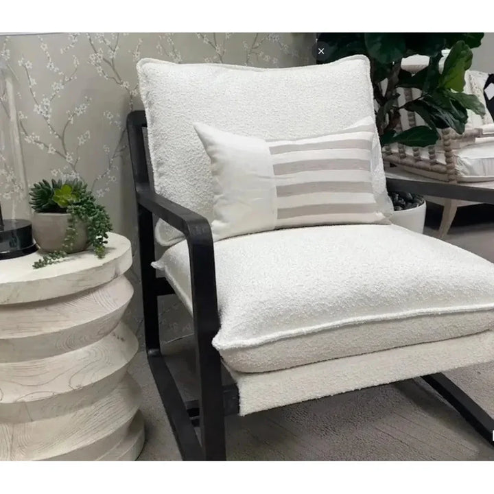 Performance White Boucle Brown Sling Hamlin Club Chair - LOOMLAN - Essentials For Living - Accent Chairs