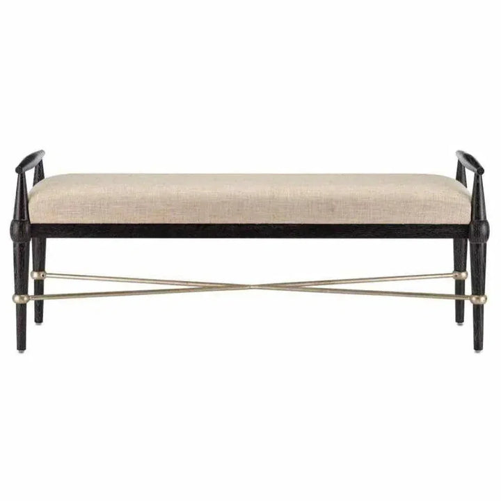 Ebonized Taupe Silver Granello Perrin Natural Bench - LOOMLAN - Currey & Co - Bedroom Benches