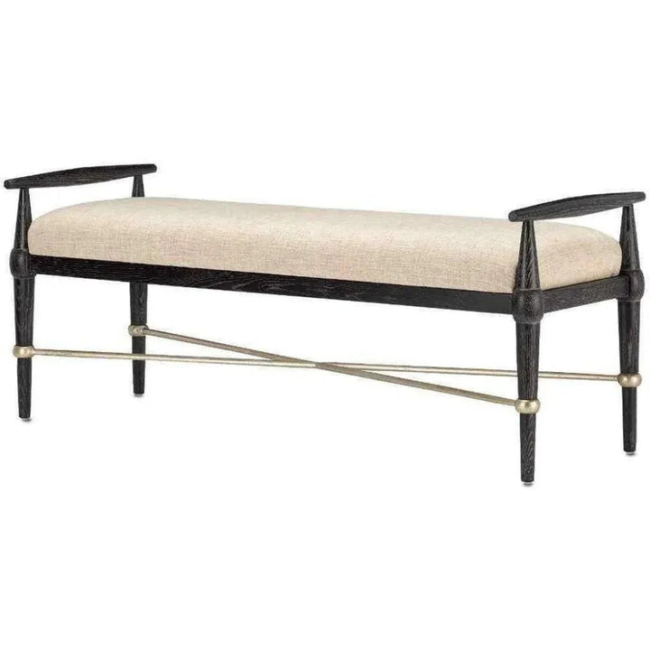 Ebonized Taupe Silver Granello Perrin Natural Bench - LOOMLAN - Currey & Co - Bedroom Benches