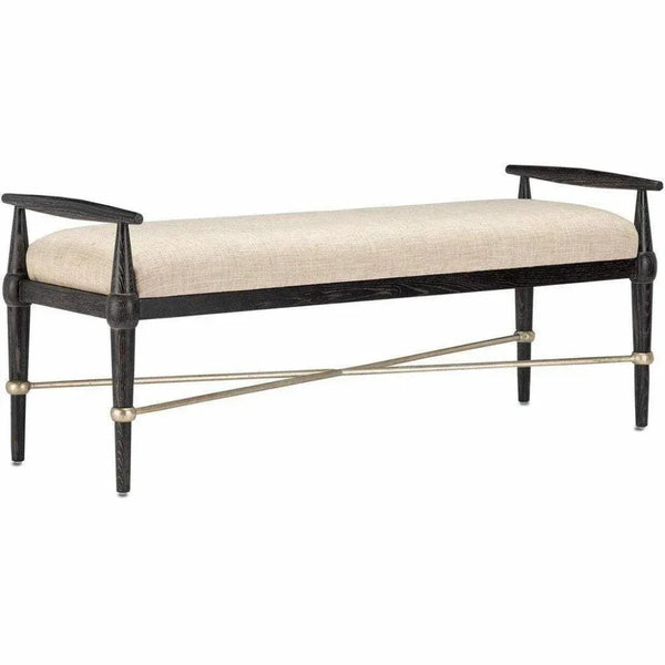 Ebonized Taupe Silver Granello Perrin Natural Bench - LOOMLAN - Currey & Co - Bedroom Benches
