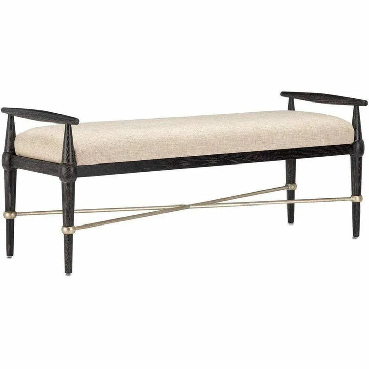 Ebonized Taupe Silver Granello Perrin Natural Bench - LOOMLAN - Currey & Co - Bedroom Benches