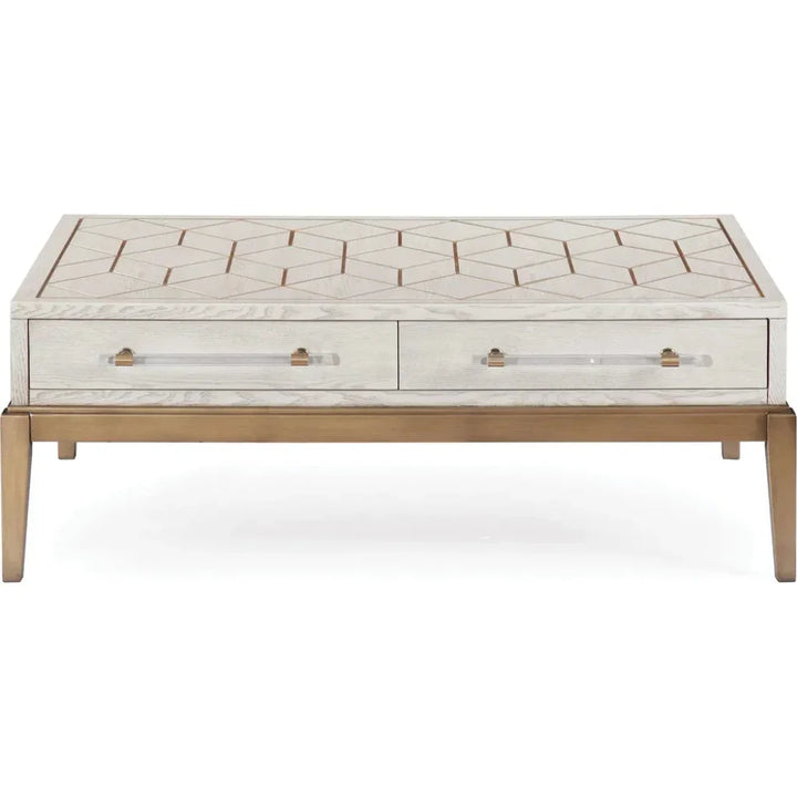 Perrine Wood White Rectangular Cocktail Table - LOOMLAN - Bassett Mirror - Coffee Tables