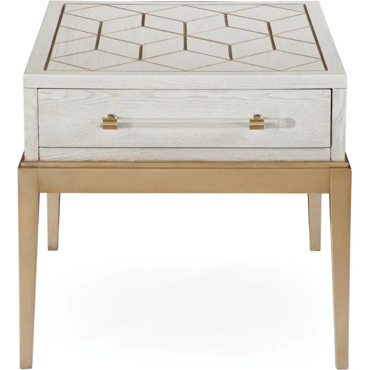 Perrine Wood White Square End Table - LOOMLAN - Bassett Mirror - Side Tables