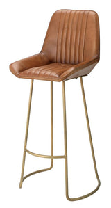 Perry Brown Buffalo Leather Bar Stool With Back Bar Stools LOOMLAN By Jamie Young