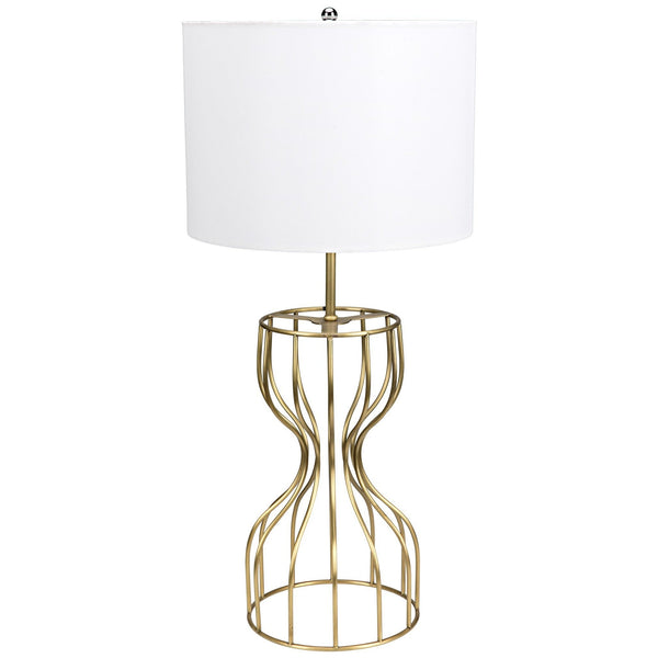 Perry Metal Table Lamp With Shade and Brass Finish-Table Lamps-Noir-LOOMLAN