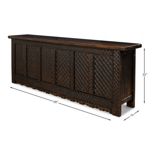 Persian Black Sideboard Extra Large Cabinet 98"-Sideboards-Sarreid-LOOMLAN