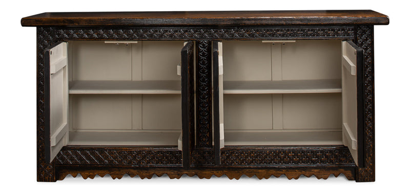 Persian Black Sideboard Large Cabinet 79"-Sideboards-Sarreid-LOOMLAN