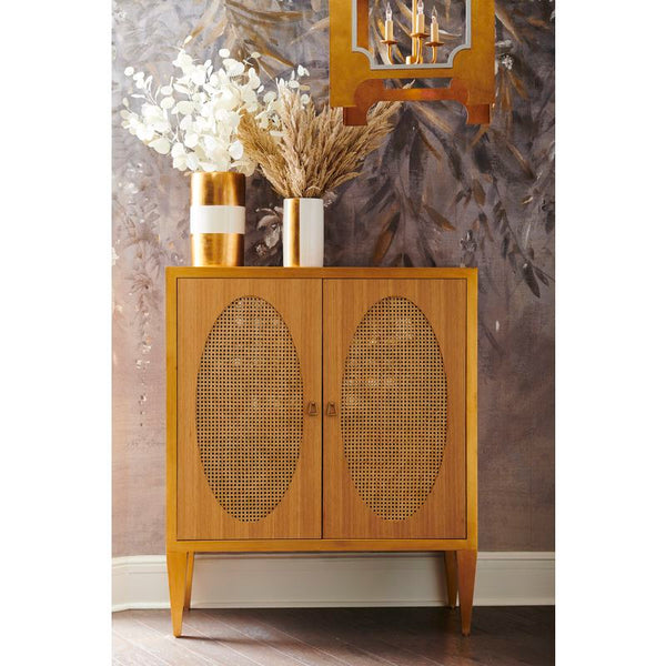 Petite Caned Natural Wood Framed Bar Cabinet-Home Bar Cabinets-Chelsea House-LOOMLAN