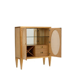 Petite Caned Natural Wood Framed Bar Cabinet-Home Bar Cabinets-Chelsea House-LOOMLAN