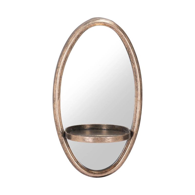 Petite Ogee Mirror & Shelf Gold Wall Mirrors LOOMLAN By Zuo Modern
