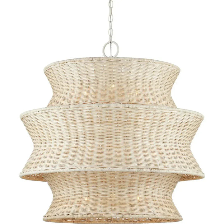 Phebe Medium Rattan Chandelier - LOOMLAN - Currey & Co - Chandeliers