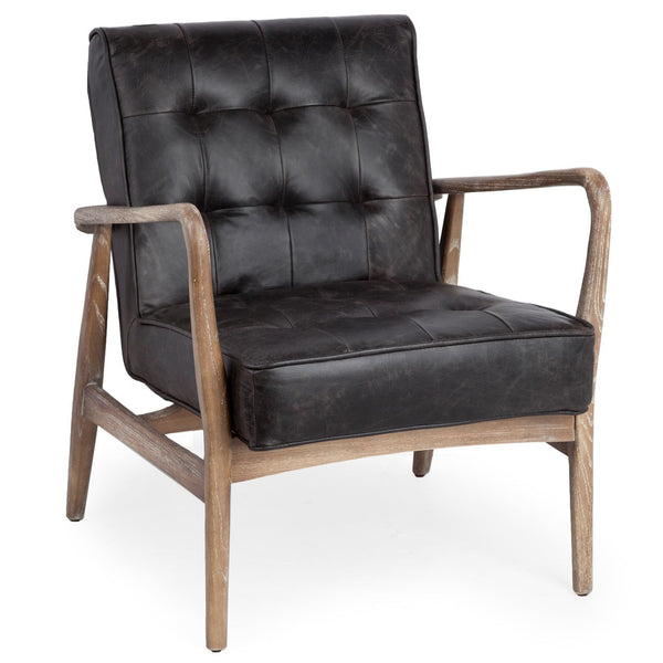 Phineas Black Leather Accent Chair