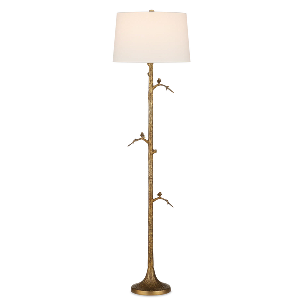 Piaf Brass Floor Lamp-Floor Lamps-Currey & Co-LOOMLAN