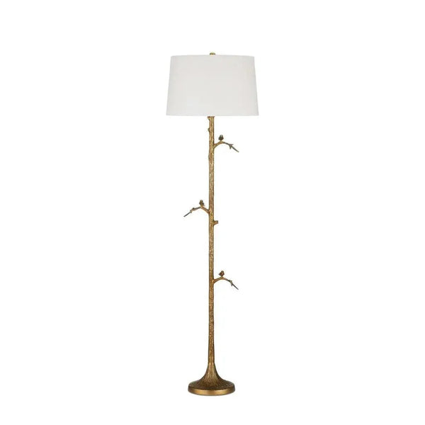 Piaf Brass Gold Floor Lamp-Floor Lamps-Currey & Co-LOOMLAN