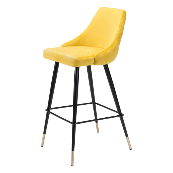 Piccolo Bar Chair Yellow Bar Stools LOOMLAN By Zuo Modern