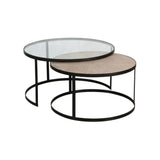 Pierre Iron d Nesting Round Coffee Table-Coffee Tables-Artesia-Natural-LOOMLAN