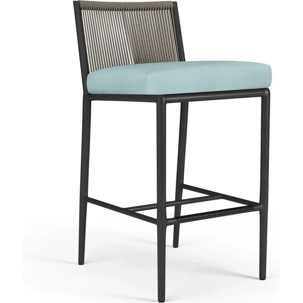 Pietra Sunbrella Comfort Outdoor Bar Stool-Outdoor Bar Stools-Sunset West-Dupione Celeste-LOOMLAN