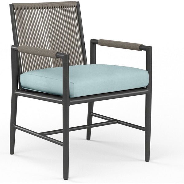 Pietra Sunbrella Outdoor Dining Arm Chair 2PC-Outdoor Dining Chairs-Sunset West-Dupione Celeste-LOOMLAN