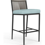 Pietra Weather-Resistant Patio Counter Stool-Outdoor Counter Stools-Sunset West-Dupione Celeste-LOOMLAN