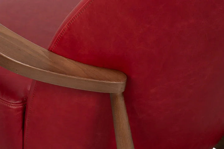 Pindar Red Leather Armchair - LOOMLAN - Sarreid - Club Chairs